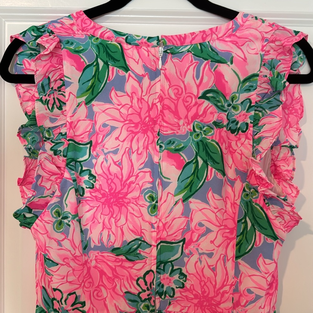 Lilly Pulitzer Pink Floral Maxi Dress with Green Leaves - Picture 3 of 7
